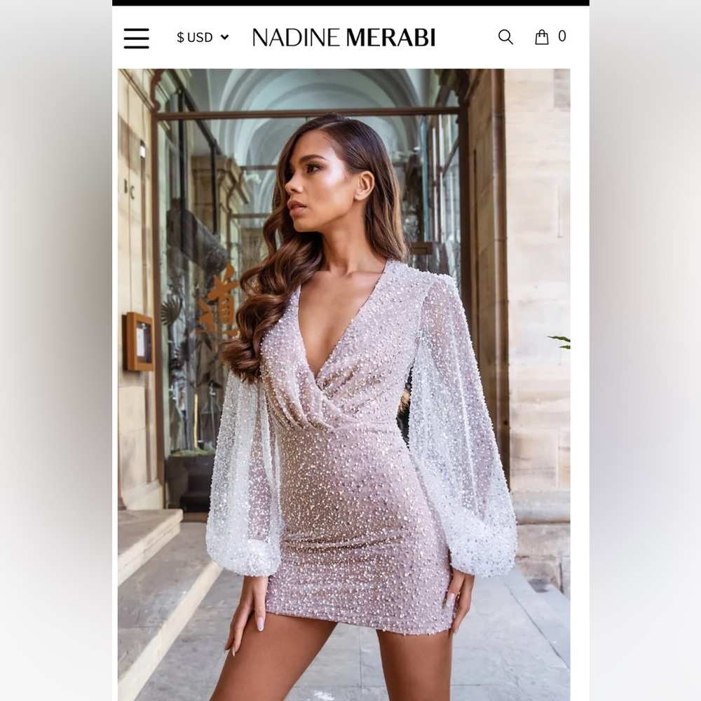 BRAND NEW NWT NADINE MERABI MAYA WHITE DRESS